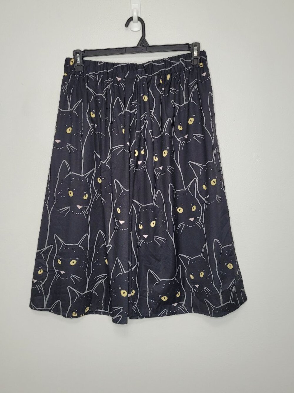 Shine Curve black white all over cat print witchy Halloween pull on skirt 1x